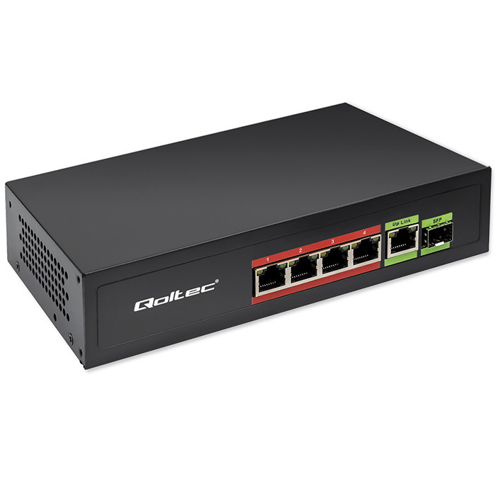 image-67f4cbb96bdcf Qoltec L2 PoE Switch με 4 Θύρες Gigabit (1Gbps) Ethernet - Image 1