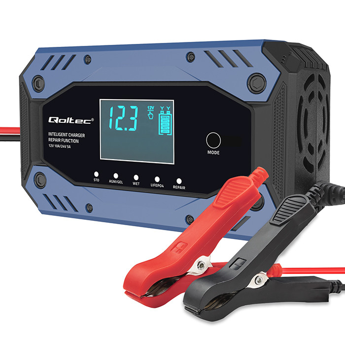 image-687e2d20aef1f Φορτιστής μπαταριας Qoltec Intelligent charger for STD AGM GEL LiFePO4 |12-24V |10A | LCD - Image 1