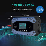 Φορτιστής μπαταριών QOLTEC 12V 24V 24A AGM GEL STD - Image 4