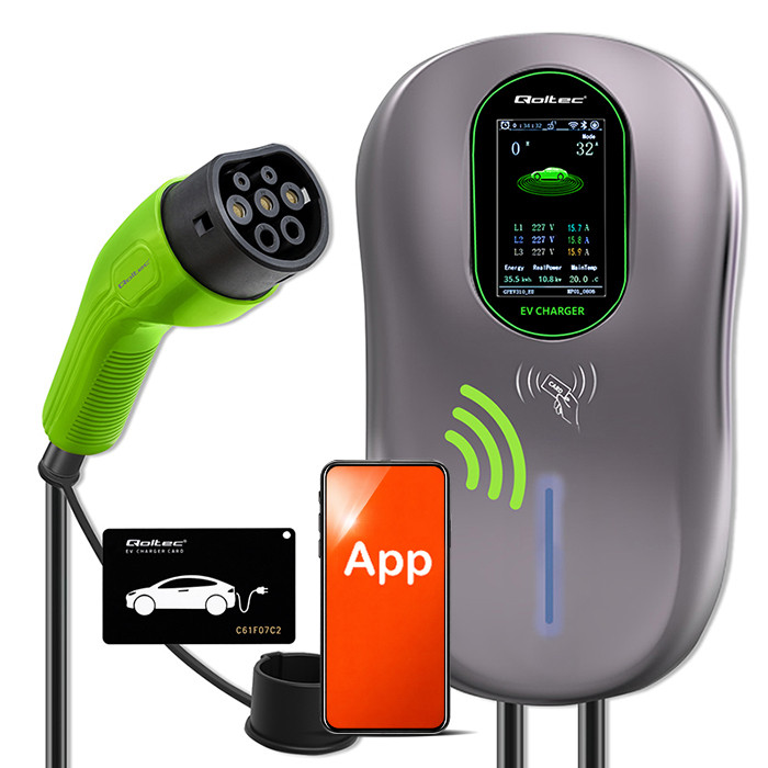 image-699478cde1cb3 Φορτιστής αυτοκινήτου Qoltec Type2 | 22kW | Wi-fi | Smart life APP | RFID | 3p | 5m - Image 1